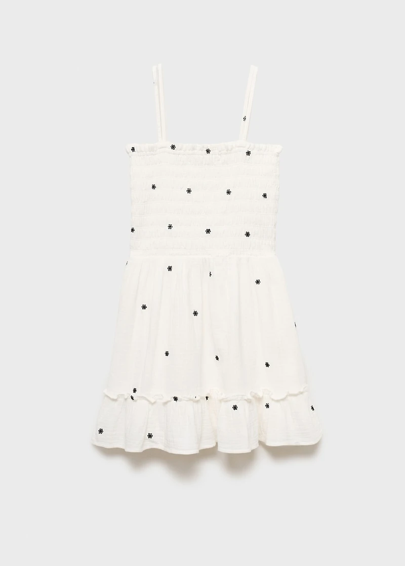 Embroidered cotton dress with floral pattern