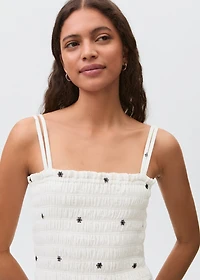 Embroidered cotton dress with floral pattern