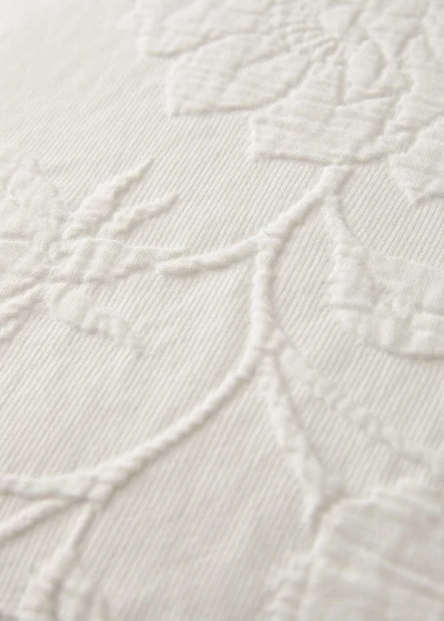 Jacquard cotton bed cushion cover with voile frill and lace trim 50x50 cm