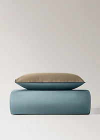 Reversible percale cotton duvet cover with contrasting piping for cot