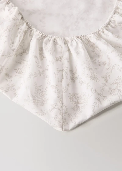 Toile de Jouy percale cotton fitted sheet for crib