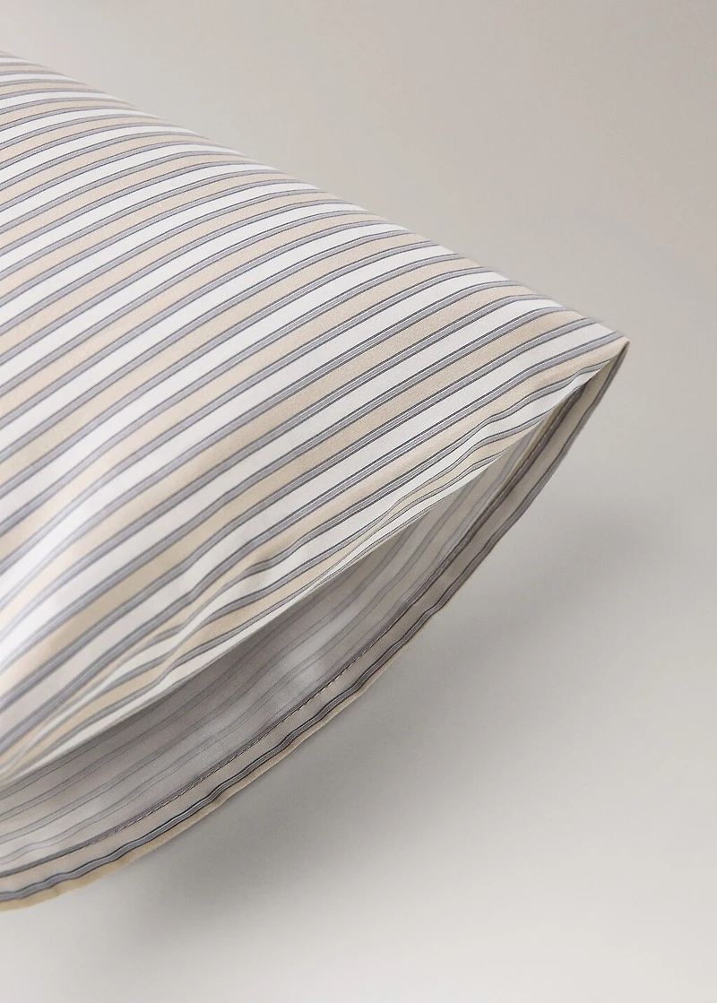 Percale cotton children's pillowcase with fine-striped print 30x50 cm