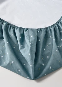 Percale cotton fitted sheet with star print for cot