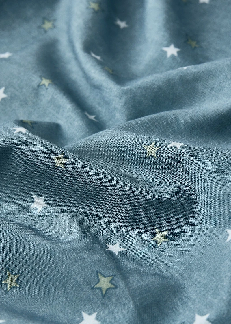 Percale cotton fitted sheet with star print for cot