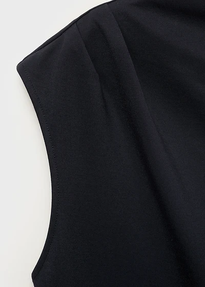 T-shirt with gathered asymmetrical neck