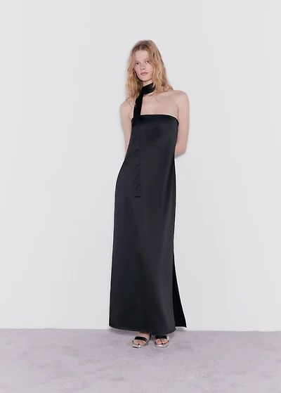Midi-dress with waist tie