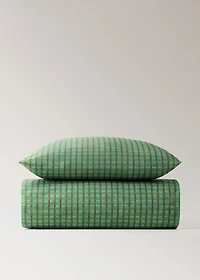 Children's percale cotton reversible duvet cover with checked print for 90 cm bed