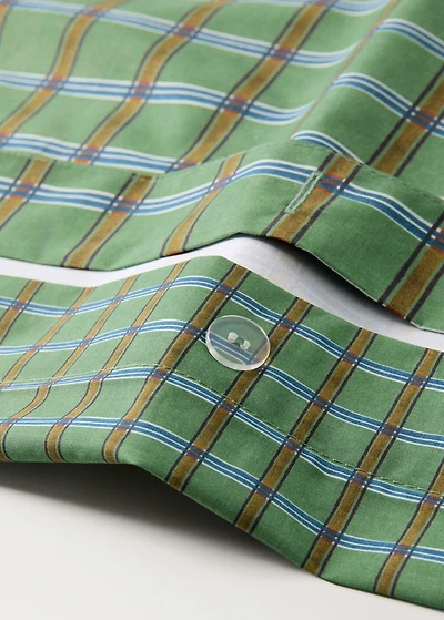 Children's percale cotton reversible duvet cover with checked print for 90 cm bed