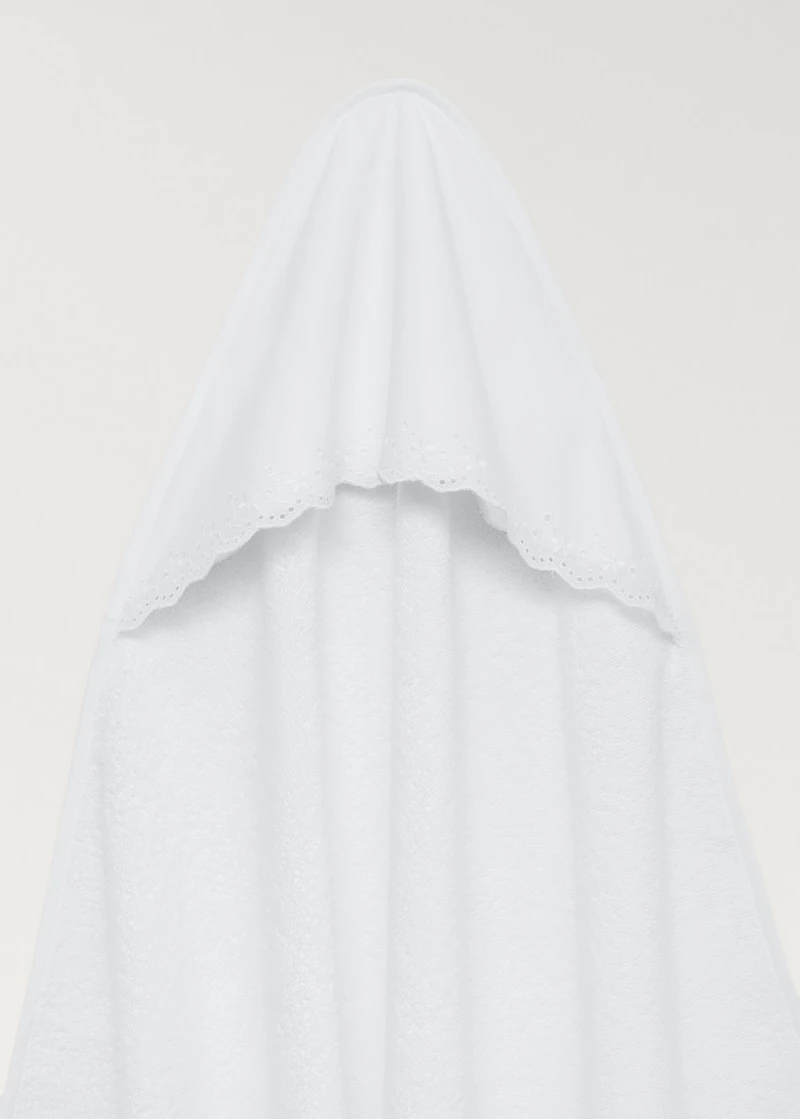 Children's bath cape with hood and floral embroidery