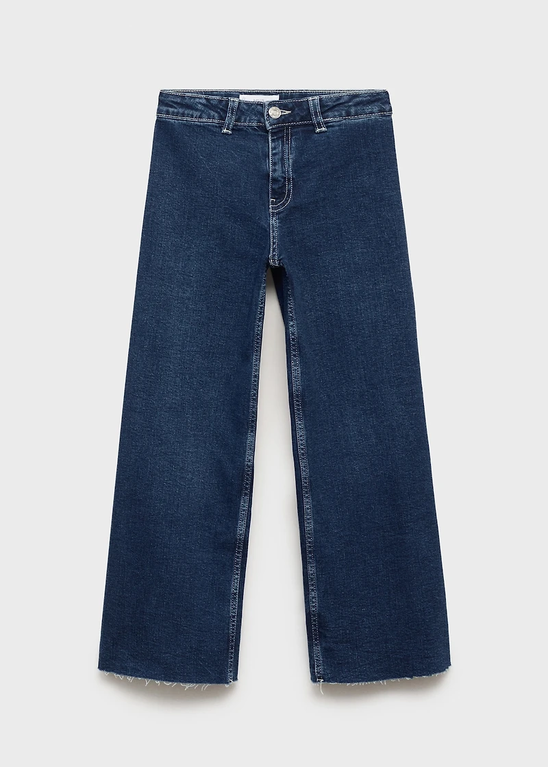 Wideleg low frayed hem jeans