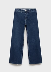 Wideleg low frayed hem jeans
