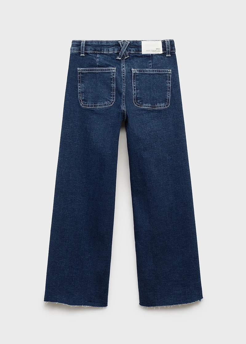 Wideleg low frayed hem jeans