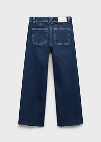 Wideleg low frayed hem jeans