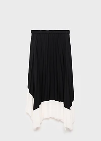 Pleated asymmetric skirt