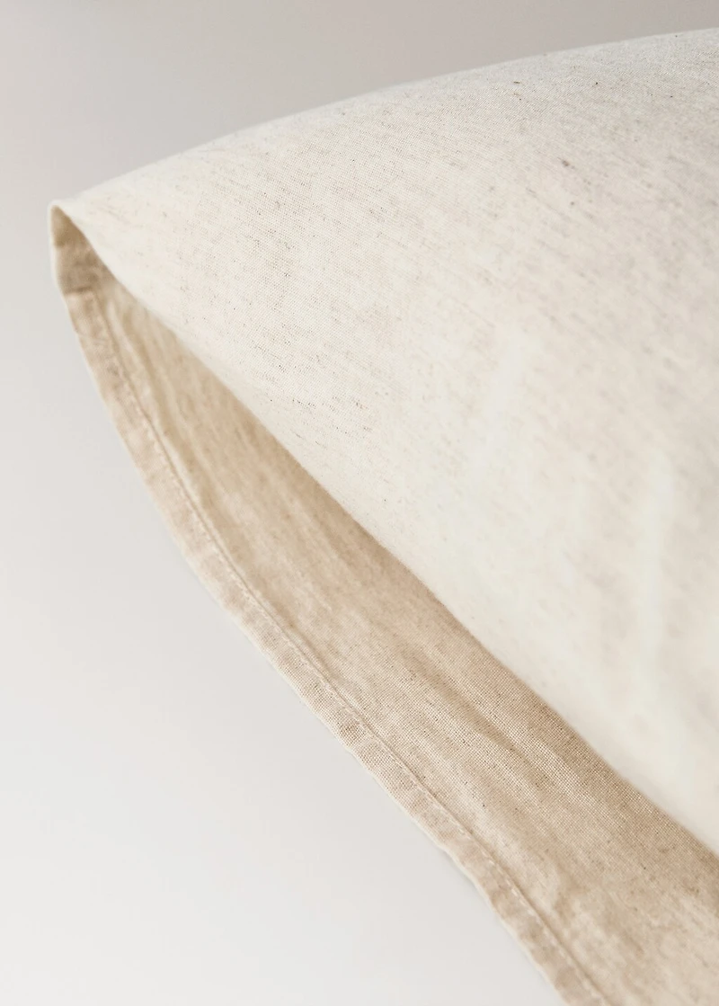 Children's cotton-linen cushion cover with embroidered hedgehogs