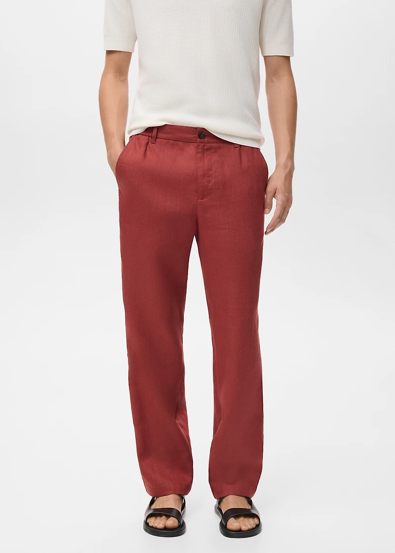 100% linen pants with elastic waistband