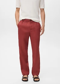 100% linen pants with elastic waistband