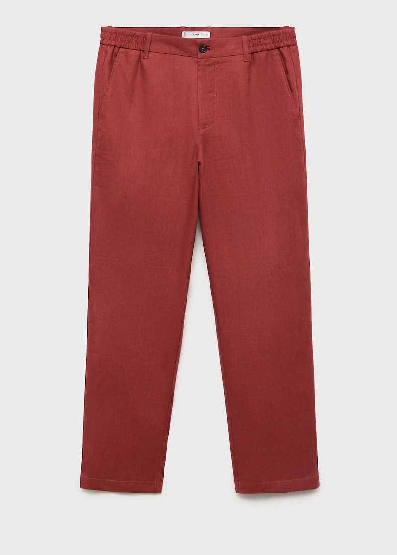 100% linen pants with elastic waistband