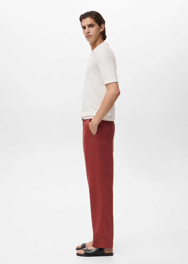 100% linen pants with elastic waistband