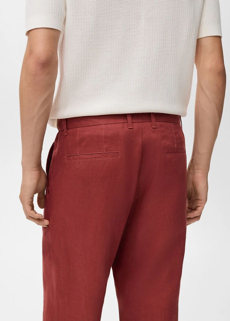 100% linen pants with elastic waistband
