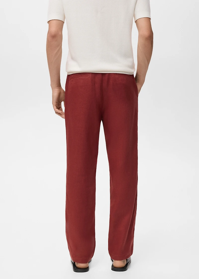 100% linen pants with elastic waistband