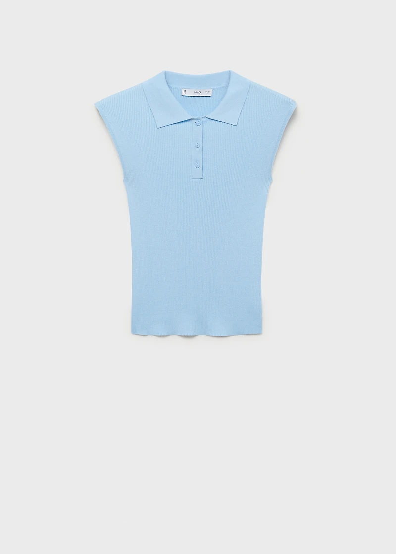 Polo-neck knitted top