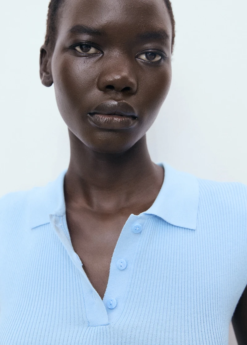 Polo-neck knitted top