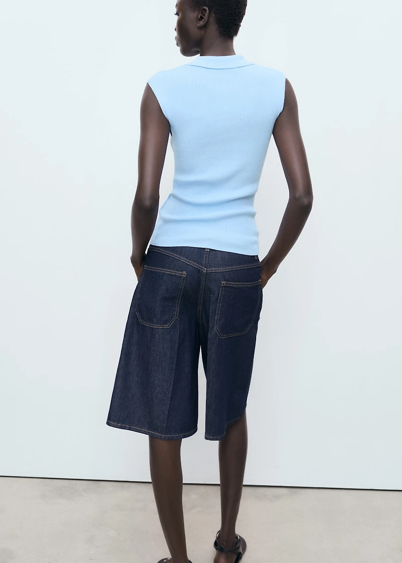 Polo-neck knitted top