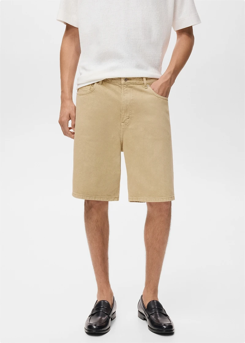 Denim relaxed-fit bermuda shorts