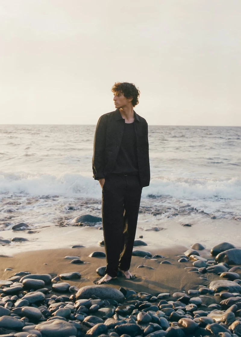 Straight-leg pants a linen and lyocell blend