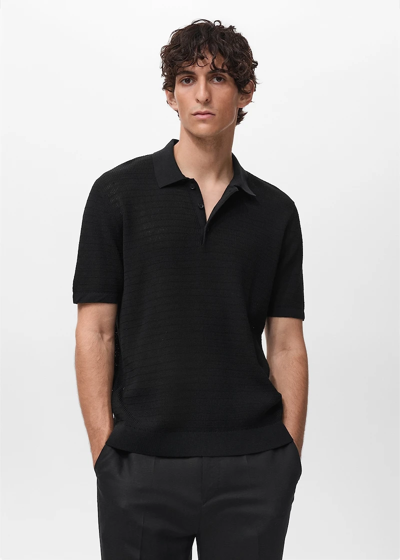 Fine-knit cotton polo shirt
