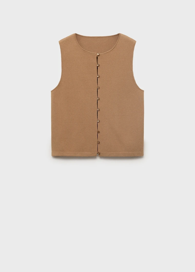 Fine-knit vest with buttons