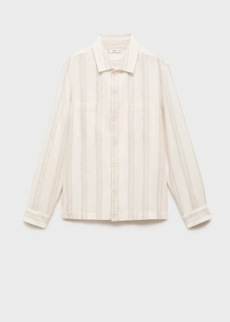 Striped linen overshirt