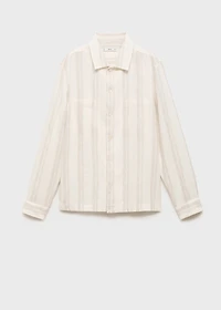 Striped linen overshirt