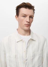 Striped linen overshirt