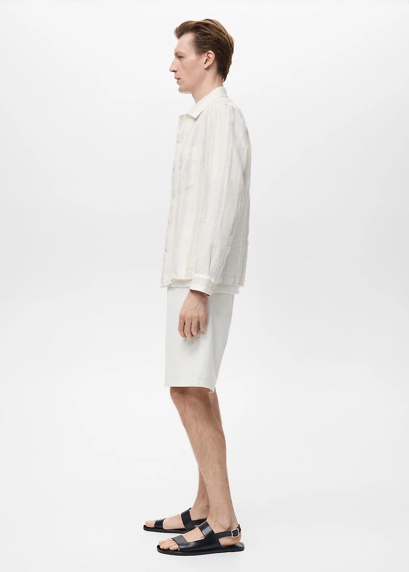 Striped linen overshirt