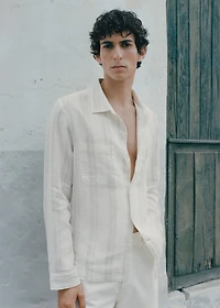 Striped linen overshirt