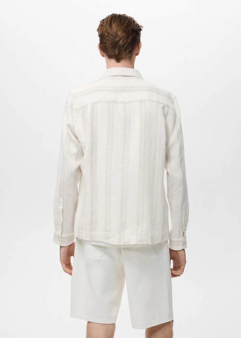 Striped linen overshirt