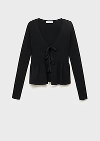 Knitted cardigan with ties