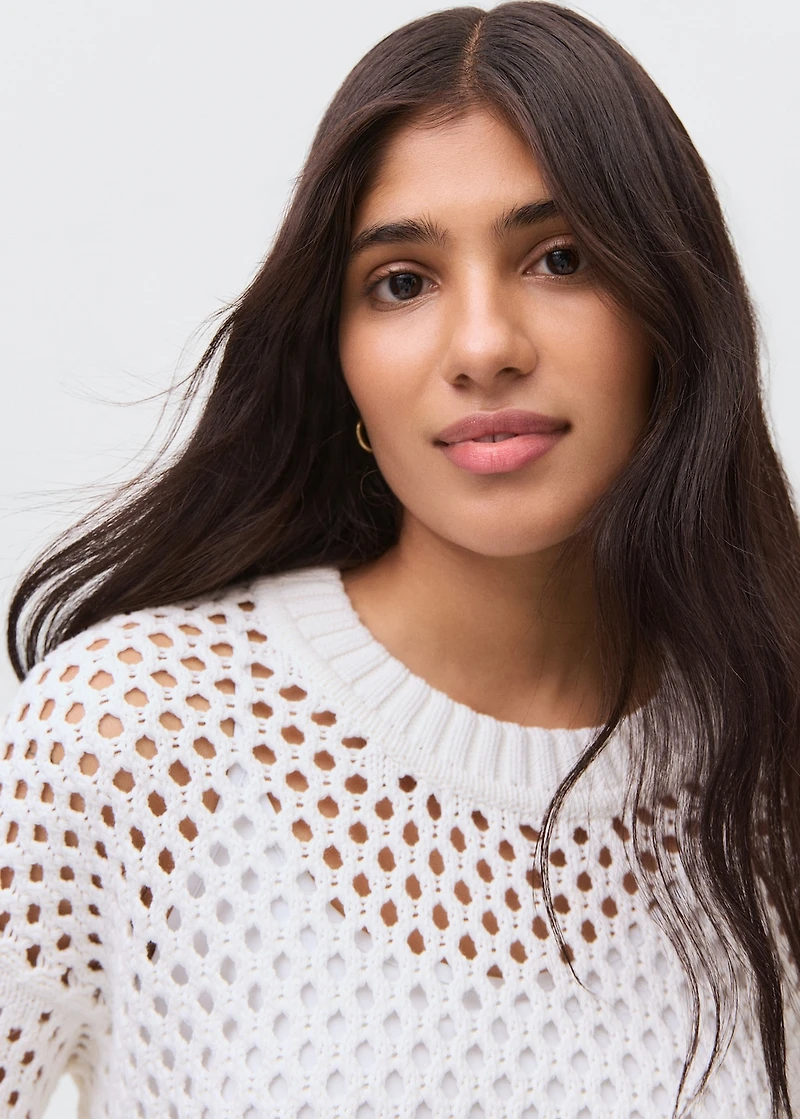 Knit sweater with lace pattern