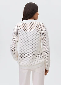 Knit sweater with lace pattern