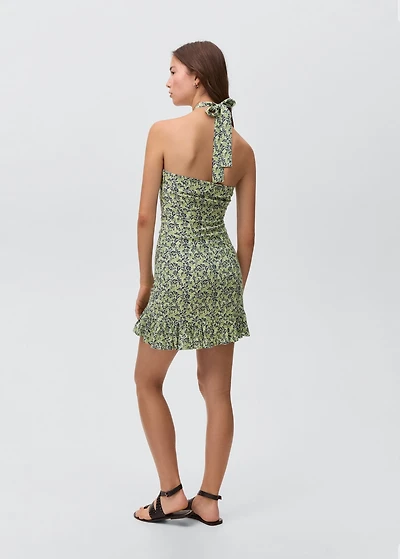 Floral-print halter dress