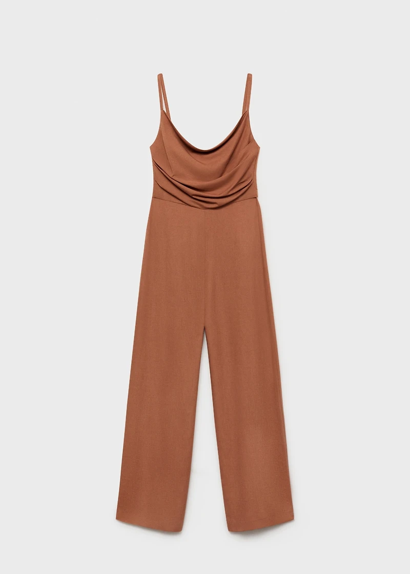 Long jumpsuit with draped neckline