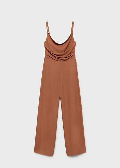 Long jumpsuit with draped neckline