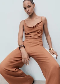 Long jumpsuit with draped neckline