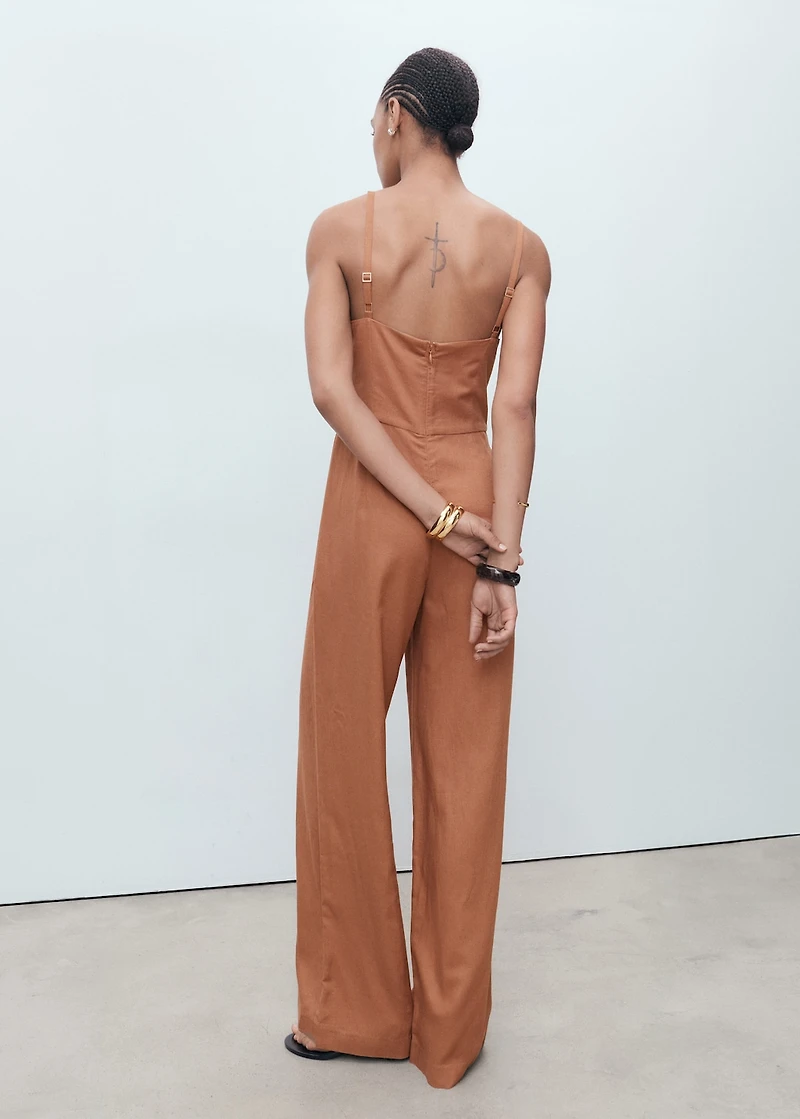Long jumpsuit with draped neckline
