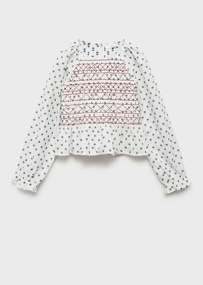 Embroidered printed blouse