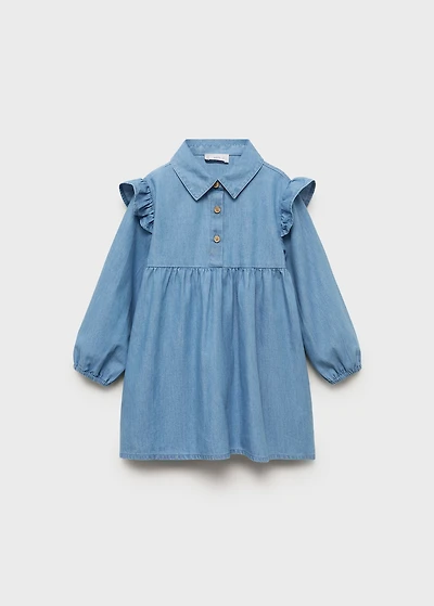 Ruffled denim dress