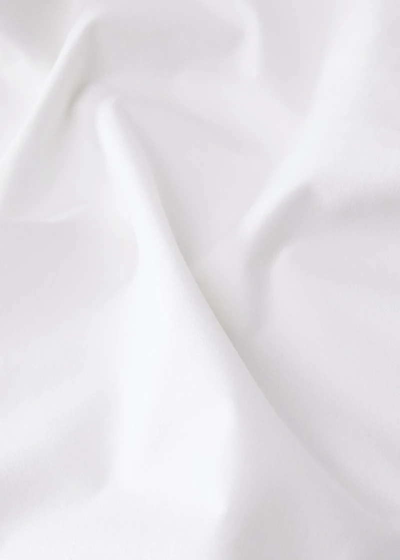 Cotton percale top sheet with linen trim for 180/200 cm bed