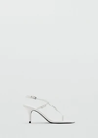 Leather heeled sandals with buckles